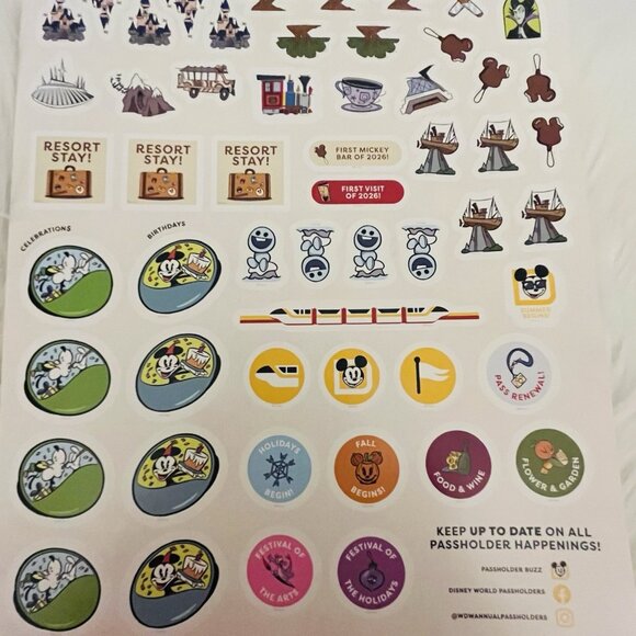 NEW 2026 Walt Disney World Annual Passholder Exclusive Wall Calendar & Stickers - Picture 9 of 9